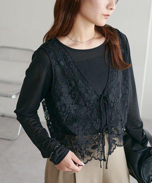 DISCOAT（ディスコート）の「レースベストロンTセット（アンサンブル・レディース・ブラック/アイボリー・FREE）」の19枚目の写真
