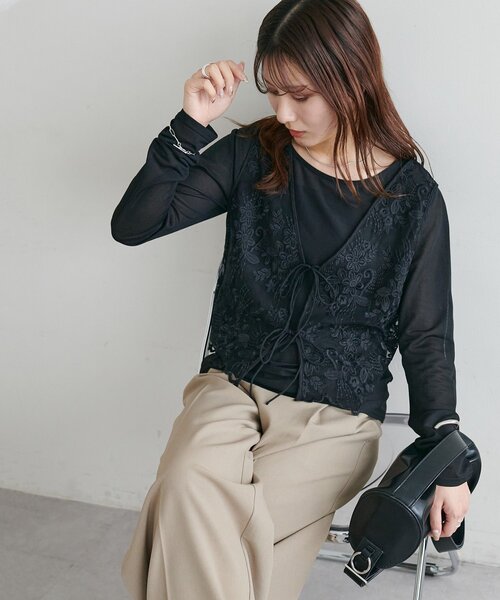 DISCOAT（ディスコート）の「レースベストロンTセット（アンサンブル・レディース・ブラック/アイボリー・FREE）」の20枚目の写真