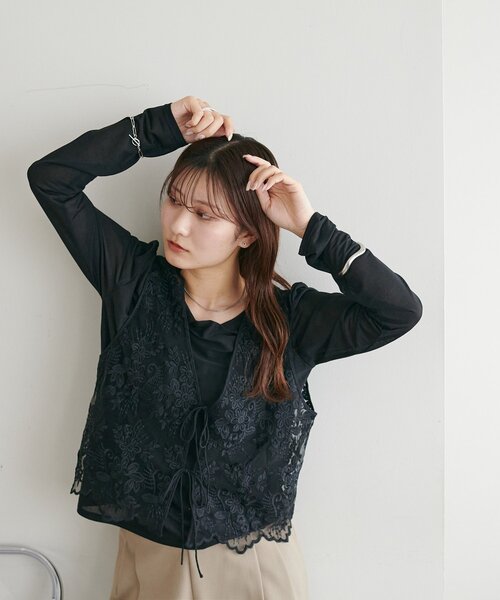 DISCOAT（ディスコート）の「レースベストロンTセット（アンサンブル・レディース・ブラック/アイボリー・FREE）」の21枚目の写真