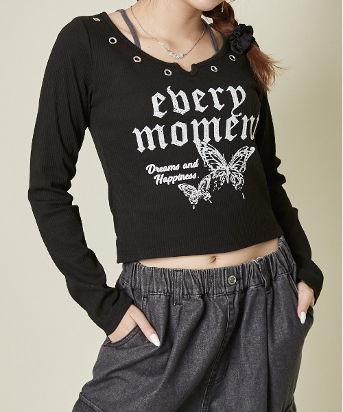 タグ付✨ クロスアンドクロス ロールアップTシャツ チャコール カットソー F タグ付✨ クロスアンドクロス ロールアップTシャツ チャコール