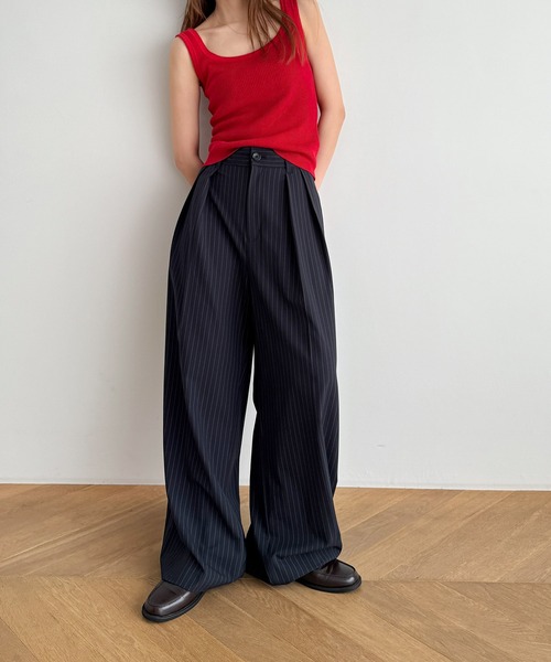 ハイウエストツータックバギースラックス（スラックス）｜CANAL JEAN