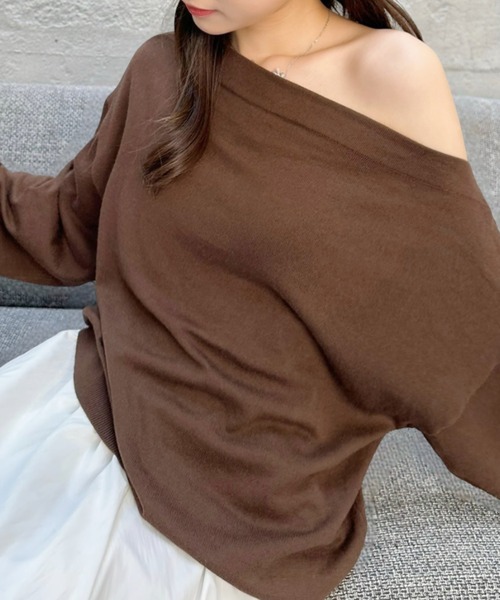 新品　アパルトモンブラウン ボートネックニット 新品 アパルトモンブラウン ボートネックニット