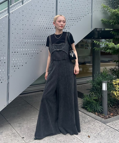 DENIM LIKE VOLUME CAMI ROMPERS（つなぎ/オールインワン