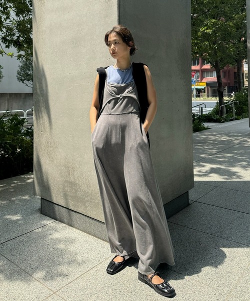 DENIM LIKE VOLUME CAMI ROMPERS（つなぎ/オールインワン
