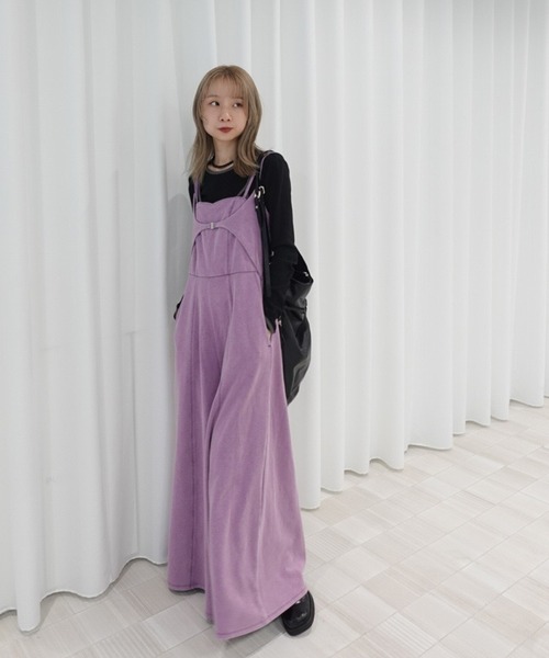 DENIM LIKE VOLUME CAMI ROMPERS（つなぎ/オールインワン