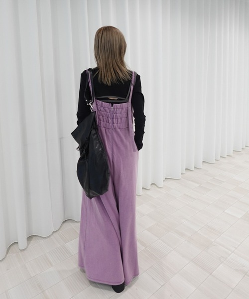 DENIM LIKE VOLUME CAMI ROMPERS（つなぎ/オールインワン