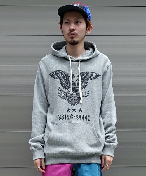 ALDIES(アールディーズ)の「MH Eagle Parka イーグルプリント プルオーバー パーカー(パーカー・メンズ・その他/ブルー/アイボリー/グレー・MEDIUM/SMALL/LARGE)」の3枚目の写真