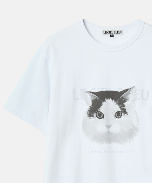 LE CIEL BLEU(ルシェルブルー)の「キャットリラックスTシャツ / Cat Relaxed T-Shirt(Tシャツ/カットソー・レディース・オフホワイト・36)」の2枚目の写真