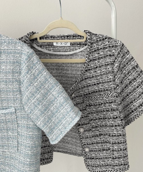 Miniministore(ミニミニストア)の「ツイード風ジャケットノーカラージャケット(その他アウター・レディース・ブラック/アイボリー/ライトブルー・M/L)」の20枚目の写真