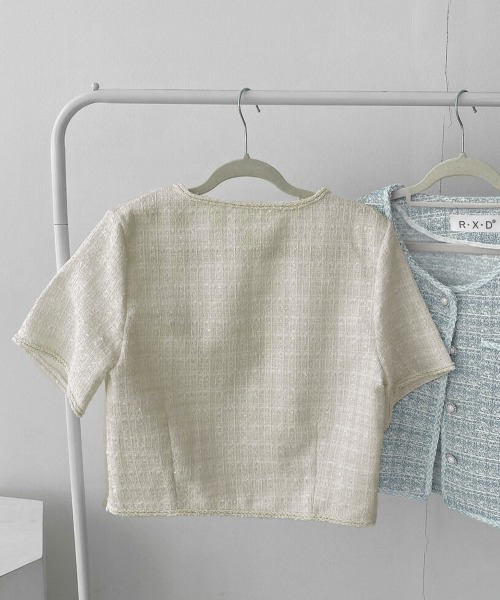 Miniministore(ミニミニストア)の「ツイード風ジャケットノーカラージャケット(その他アウター・レディース・ブラック/アイボリー/ライトブルー・M/L)」の21枚目の写真