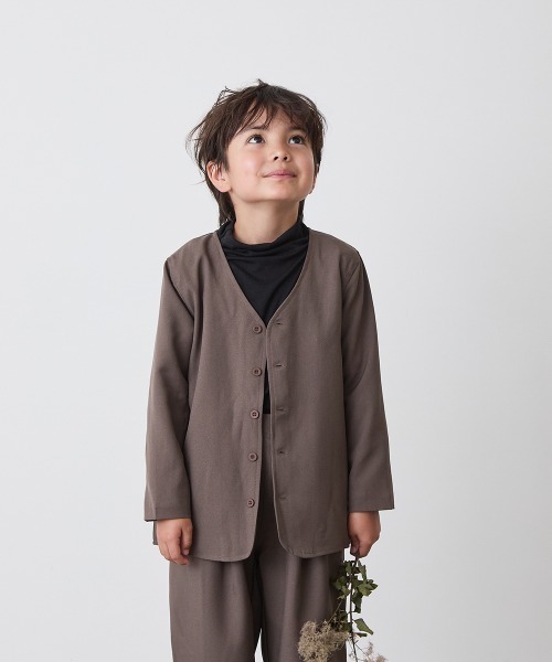 シングルノーカラージャケットセットアップ（裏地チェック）（スーツ