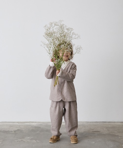 riziere(リジェール)の「シングルノーカラージャケットセットアップ(裏地チェック)(スーツセット・キッズ・ブラック/ブラウン/ライトブラウン/カーキ系・100/120/110/90/160/150/140/130)」の9枚目の写真