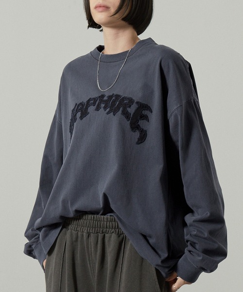 セール】【Alfred Alex】ヴィンテージ加工ピグメントロゴパッチロンT