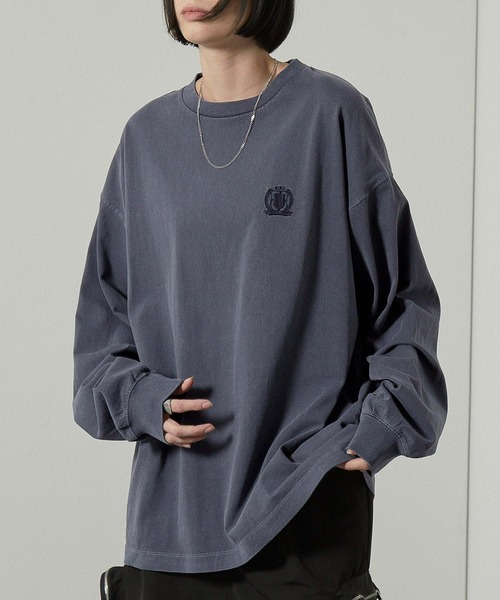 セール】【Alfred Alex】ヴィンテージ加工ピグメントロゴパッチロンT