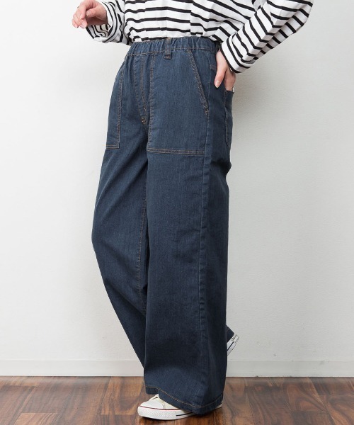 RCD(アールシーディー)の「ウエストゴムストレッチデニムベイカーパンツ(その他パンツ・レディース・ライトインディゴブルー/ワンウォッシュ/ブルー・M/LL/4L/L/3L)」の9枚目の写真