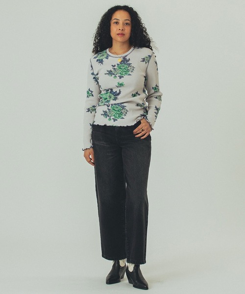 ROSE BUD（ローズバッド）の「(mag.by c)FLOWER PRINT WAFFLE TOP（Tシャツ/カットソー・レディース・オフホワイト/グレー・ONE SIZE）」の19枚目の写真