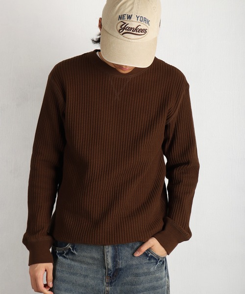 JEMORGAN（ジェーイーモーガン）の「JEMORGAN / ジェーイーモーガン ビッグワッフル クルーネック ロンT（Tシャツ/カットソー・メンズ・チャコール/モカ/マスタード/ネイビー/ブラウン/ブラック/オフホワイト/杢グレー・L/XL/M）」の5枚目の写真