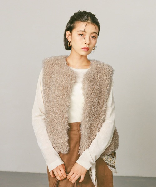 BAYFLOW(ベイフロー)の「シアーベロアプルオーバー(Tシャツ/カットソー・レディース・ブラック/オフホワイト/グレイッシュベージュ・FREE)」の8枚目の写真