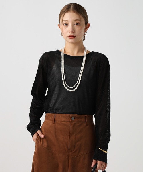 BAYFLOW(ベイフロー)の「シアーベロアプルオーバー(Tシャツ/カットソー・レディース・ブラック/オフホワイト/グレイッシュベージュ・FREE)」の20枚目の写真