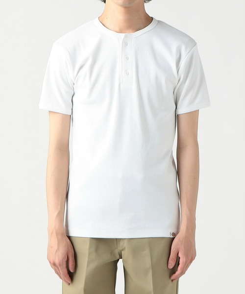 Dickies（ディッキーズ）の「Dickies/ディッキーズ リブヘンリーネック Tシャツ 半袖（Tシャツ/カットソー・メンズ・グレー/ホワイト/ブラック/ネイビー・LARGE/X-LARGE/MEDIUM）」の14枚目の写真