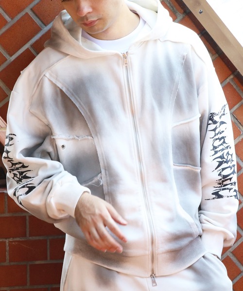 8(eight)(エイト)の「スプレー加工切り替えZIPパーカー(パーカー・メンズ・ブラック/ピンク/ホワイト・MEDIUM/LARGE)」の8枚目の写真