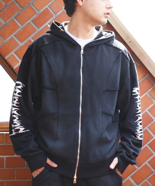 8(eight)(エイト)の「スプレー加工切り替えZIPパーカー(パーカー・メンズ・ブラック/ピンク/ホワイト・MEDIUM/LARGE)」の10枚目の写真