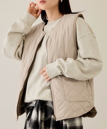 NAVY ボア×タフタ リバーシブルZIPベスト【保温 撥水】