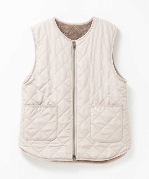 セール】NAVY ボア×タフタ リバーシブルZIPベスト【保温 撥水