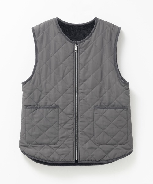 NAVY（ネイビー）の「NAVY ボア×タフタ リバーシブルZIPベスト【保温 撥水】（ベスト・レディース・オリーブ/ベージュ/グレー・FREE）」の9枚目の写真