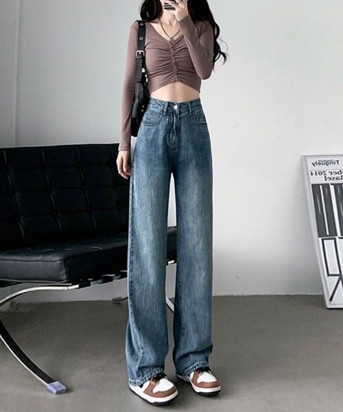SallyLunn(サリーラン)の「ベーシックデニムパンツ(デニムパンツ・レディース・ブルー/ブラック・LARGE/MEDIUM)」の1枚目の写真