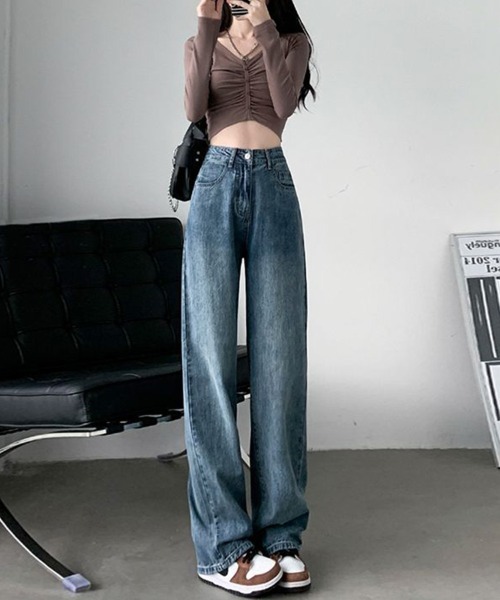 SallyLunn(サリーラン)の「ベーシックデニムパンツ(デニムパンツ・レディース・ブルー/ブラック・LARGE/MEDIUM)」の3枚目の写真