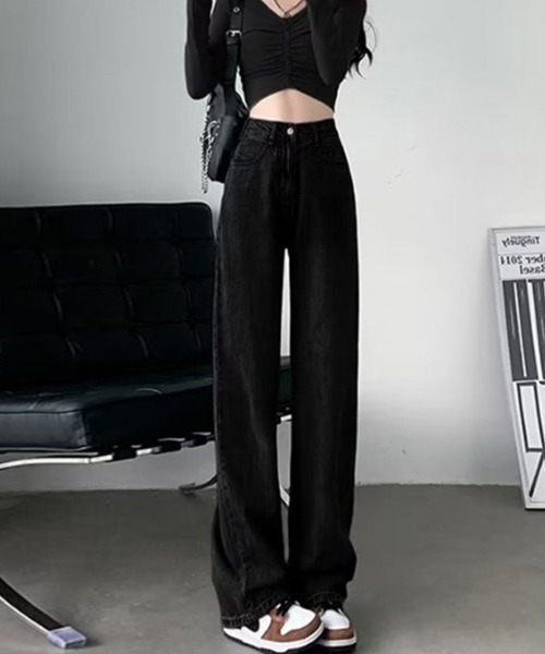 SallyLunn(サリーラン)の「ベーシックデニムパンツ(デニムパンツ・レディース・ブルー/ブラック・LARGE/MEDIUM)」の4枚目の写真