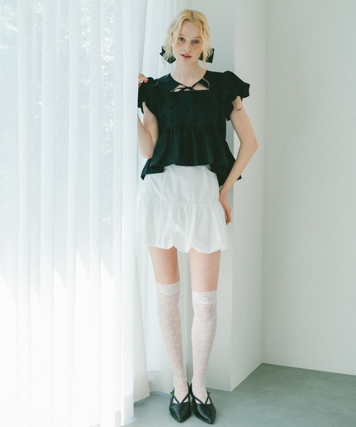 idem（イデム）の「flower lace knee-highs / レースソックス（ソックス/靴下・レディース・ブラック/アイボリー・FREE）」の14枚目の写真
