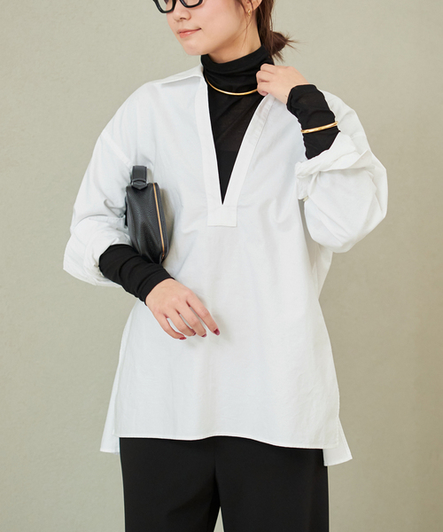 plage（プラージュ）の「Skipper Long シャツ（シャツ/ブラウス・レディース・ネイビー/サックスブルー/ホワイト・FREE）」の2枚目の写真