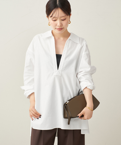 plage（プラージュ）の「Skipper Long シャツ（シャツ/ブラウス・レディース・ネイビー/サックスブルー/ホワイト・FREE）」の19枚目の写真