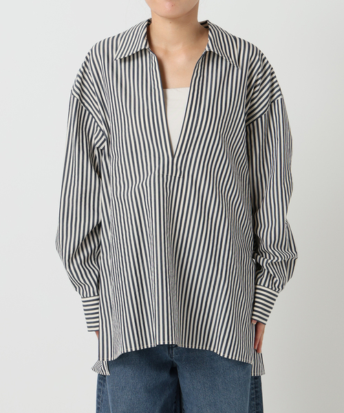 plage（プラージュ）の「Skipper Long シャツ（シャツ/ブラウス・レディース・ネイビー/サックスブルー/ホワイト・FREE）」の7枚目の写真