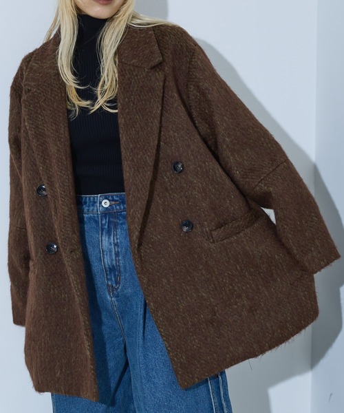 NOMINE(ノミネ)の「シャギー ジャケット コート / ジャコット(チェスターコート・レディース・グレイッシュブルー/ブラウン/マスタード・フリー)」の2枚目の写真