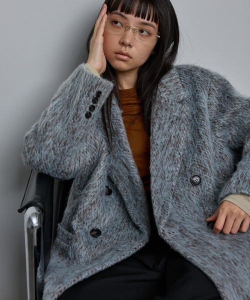 NOMINE(ノミネ)の「シャギー ジャケット コート / ジャコット(チェスターコート・レディース・グレイッシュブルー/ブラウン/マスタード・フリー)」の3枚目の写真