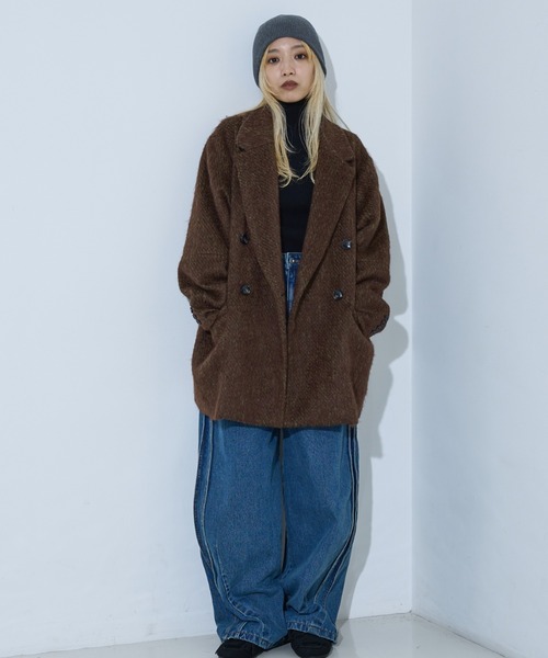 NOMINE(ノミネ)の「シャギー ジャケット コート / ジャコット(チェスターコート・レディース・グレイッシュブルー/ブラウン/マスタード・フリー)」の22枚目の写真