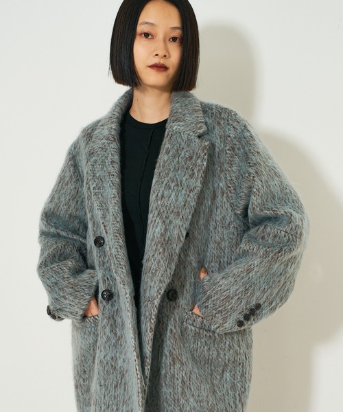 NOMINE(ノミネ)の「シャギー ジャケット コート / ジャコット(チェスターコート・レディース・グレイッシュブルー/ブラウン/マスタード・フリー)」の8枚目の写真