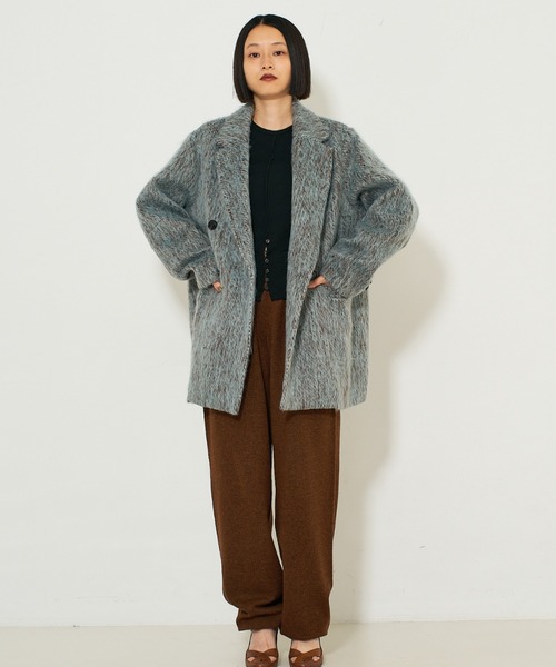 NOMINE(ノミネ)の「シャギー ジャケット コート / ジャコット(チェスターコート・レディース・グレイッシュブルー/ブラウン/マスタード・フリー)」の5枚目の写真