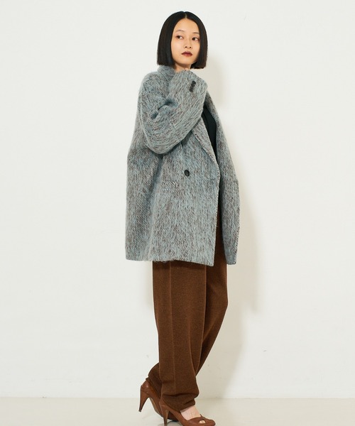 NOMINE(ノミネ)の「シャギー ジャケット コート / ジャコット(チェスターコート・レディース・グレイッシュブルー/ブラウン/マスタード・フリー)」の6枚目の写真