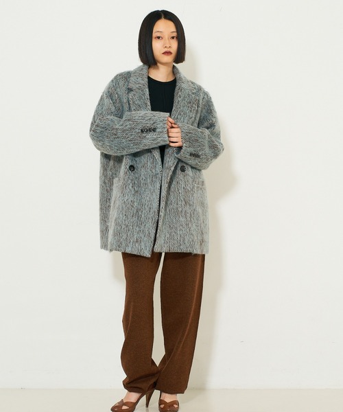 NOMINE(ノミネ)の「シャギー ジャケット コート / ジャコット(チェスターコート・レディース・グレイッシュブルー/ブラウン/マスタード・フリー)」の7枚目の写真