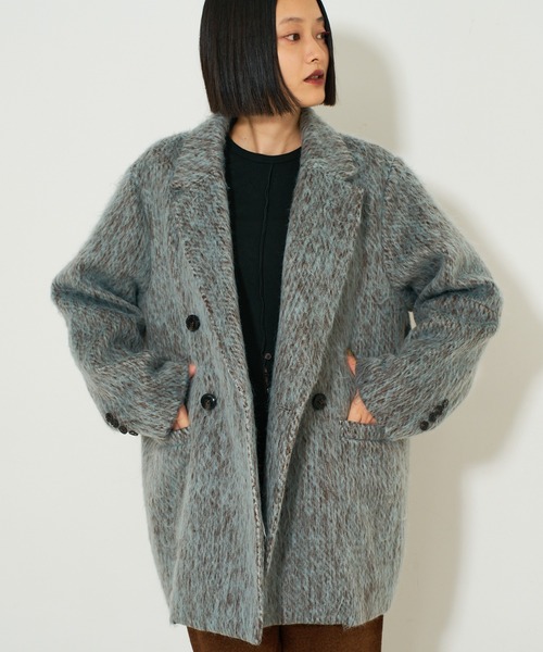 NOMINE(ノミネ)の「シャギー ジャケット コート / ジャコット(チェスターコート・レディース・グレイッシュブルー/ブラウン/マスタード・フリー)」の10枚目の写真