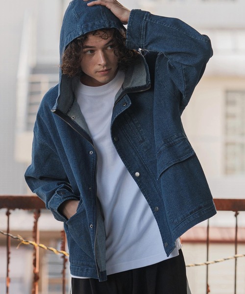 mj11107- フーデッドデニムショートモッズコート(BP-BEA0057)（モッズ