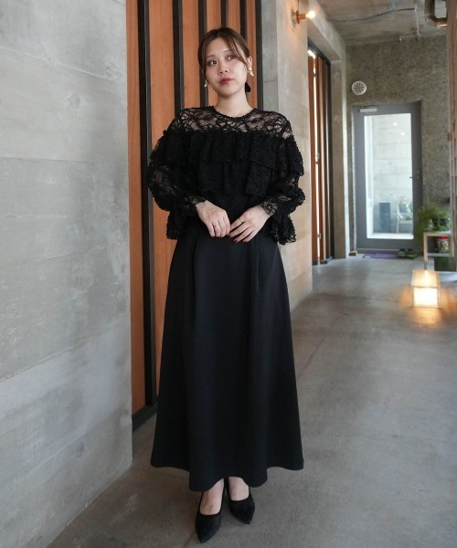 Jolie et Jolie ティアードスリーブ刺繍ワンピースドレス Jolie et ドレス ティアードスリーブ刺繍ワンピースドレス