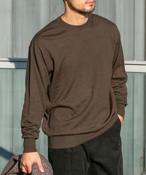 URBAN RESEARCH ROSSO MEN（アーバンリサーチロッソメン）の「イタリア糸メリノウールクルーニット（ニット/セーター・メンズ・ダークブラウン/ネイビー/グレー系その他/ブラック/グレー・MEDIUM/LARGE）」の4枚目の写真