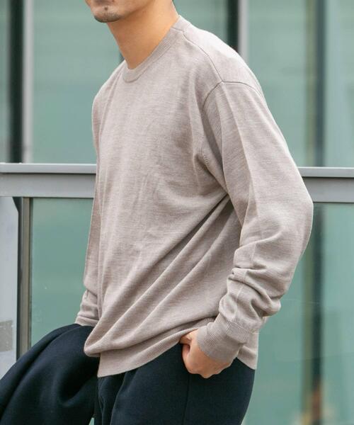 URBAN RESEARCH ROSSO MEN（アーバンリサーチロッソメン）の「イタリア糸メリノウールクルーニット（ニット/セーター・メンズ・ダークブラウン/ネイビー/グレー系その他/ブラック/グレー・MEDIUM/LARGE）」の6枚目の写真