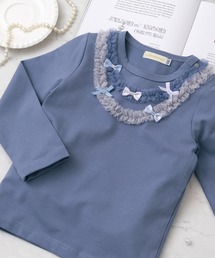 panpantutu（パンパンチュチュ）の「チュールリボントップ/ジュエリー(長袖)(80-130cm)（Tシャツ/カットソー）」