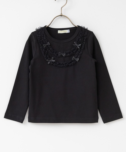 panpantutu（パンパンチュチュ）の「チュールリボントップ/ジュエリー(長袖)(80-130cm)（Tシャツ/カットソー・キッズ・ブラック/グレイッシュブルー/ピンク・90cm/120cm/80ｃｍ/100cm/110cm/130cm）」の14枚目の写真